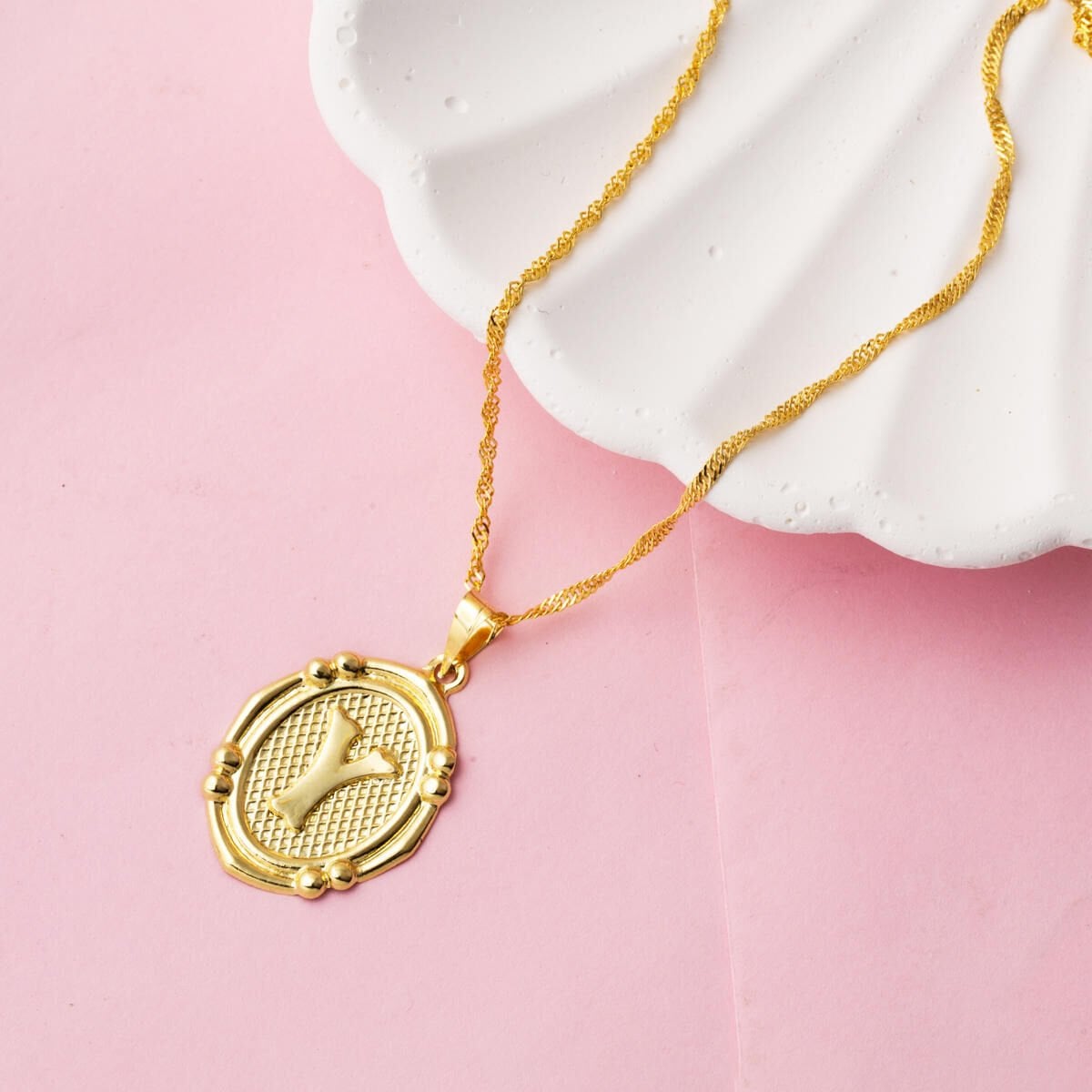 14K Yellow Gold Italian Initial Y Necklace