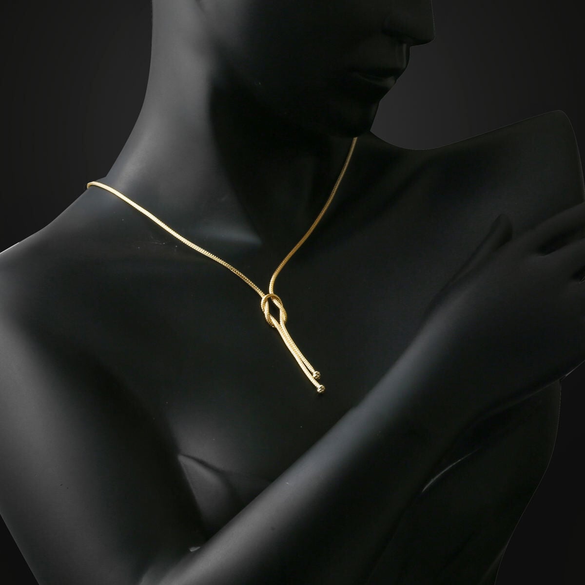 14K Yellow Gold Knot Woven Link Chain Necklace