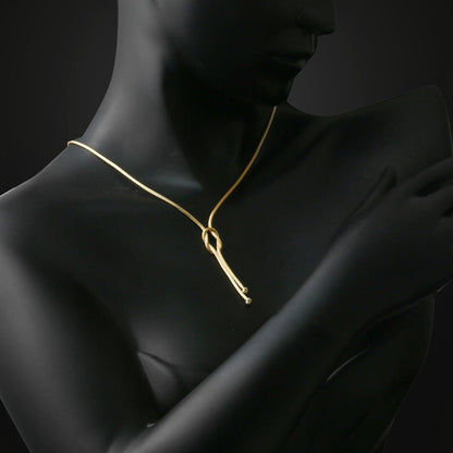 14K Yellow Gold Knot Woven Link Chain Necklace