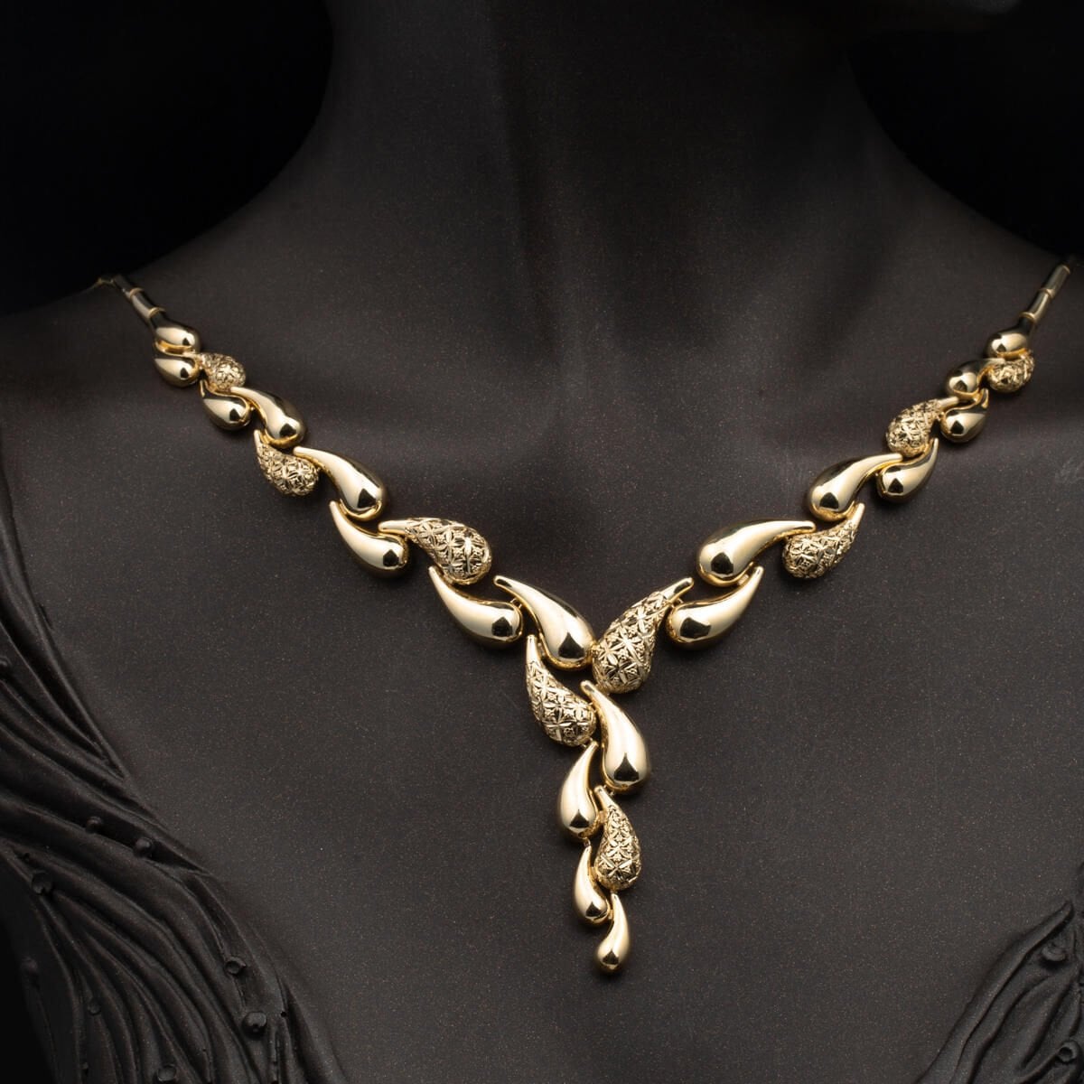 14K Yellow Gold Designer Inspired Drop Jewelry Set