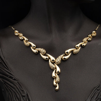 14K Yellow Gold Designer Inspired Drop Jewelry Set