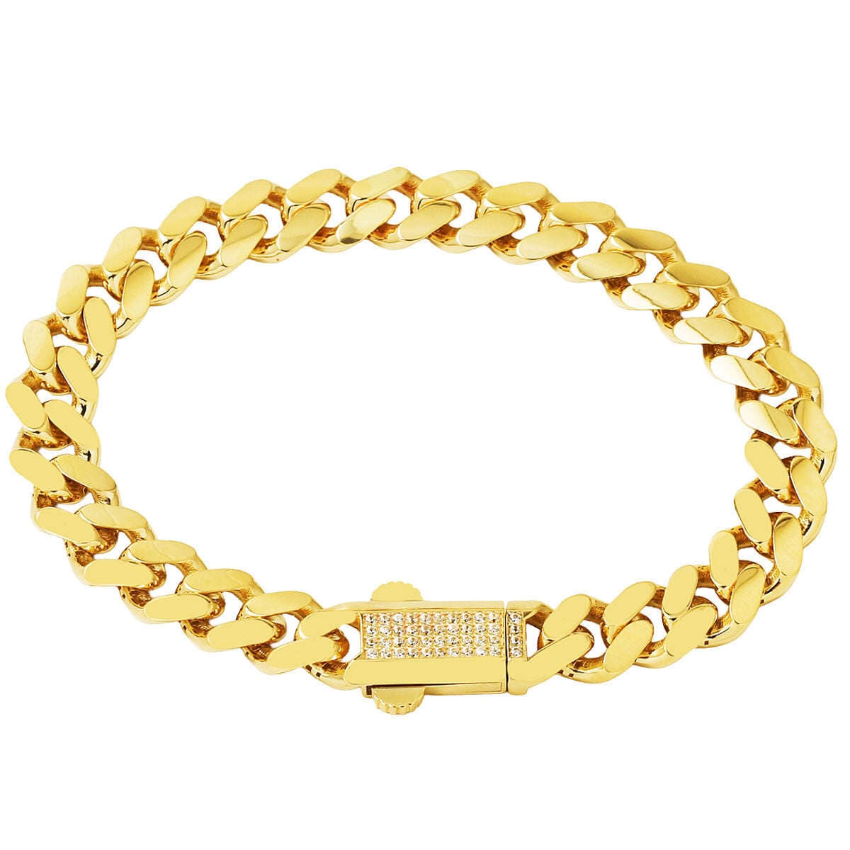 14K Yellow Gold Vera Curb Cubic Zirconia ID Bracelet