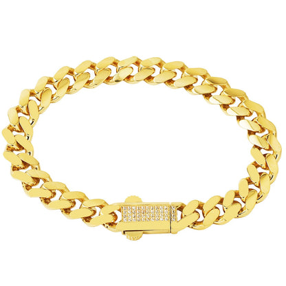 14K Yellow Gold Vera Curb Cubic Zirconia ID Bracelet
