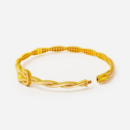 14K Yellow Gold Braided Knot Ajda Hinged Cuff Bracelet
