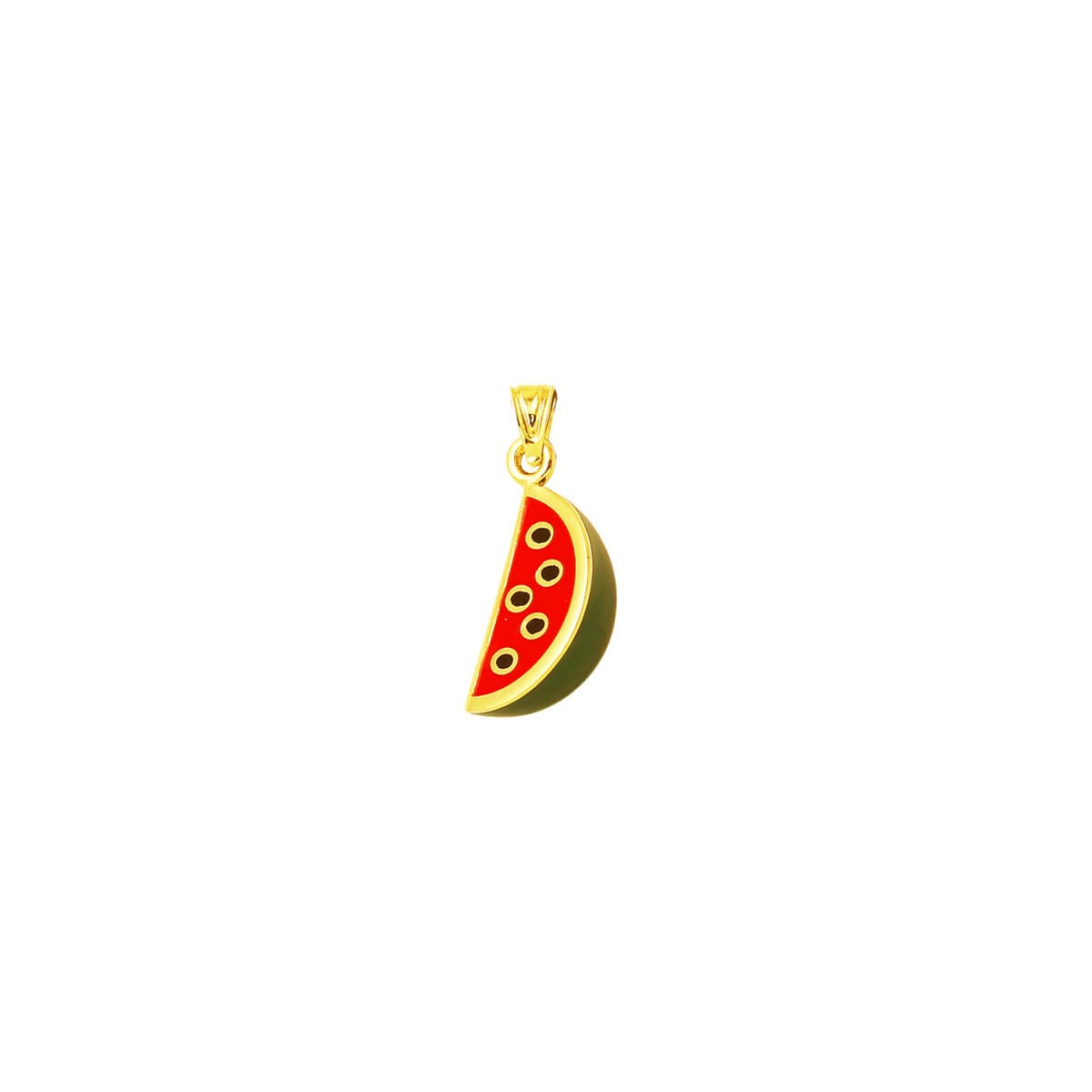 14K Yellow Gold Watermelon Slice Enamel Pendant