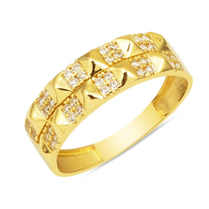 14K Yellow Gold Sparkling Minimalist Cubic Zirconia Ring