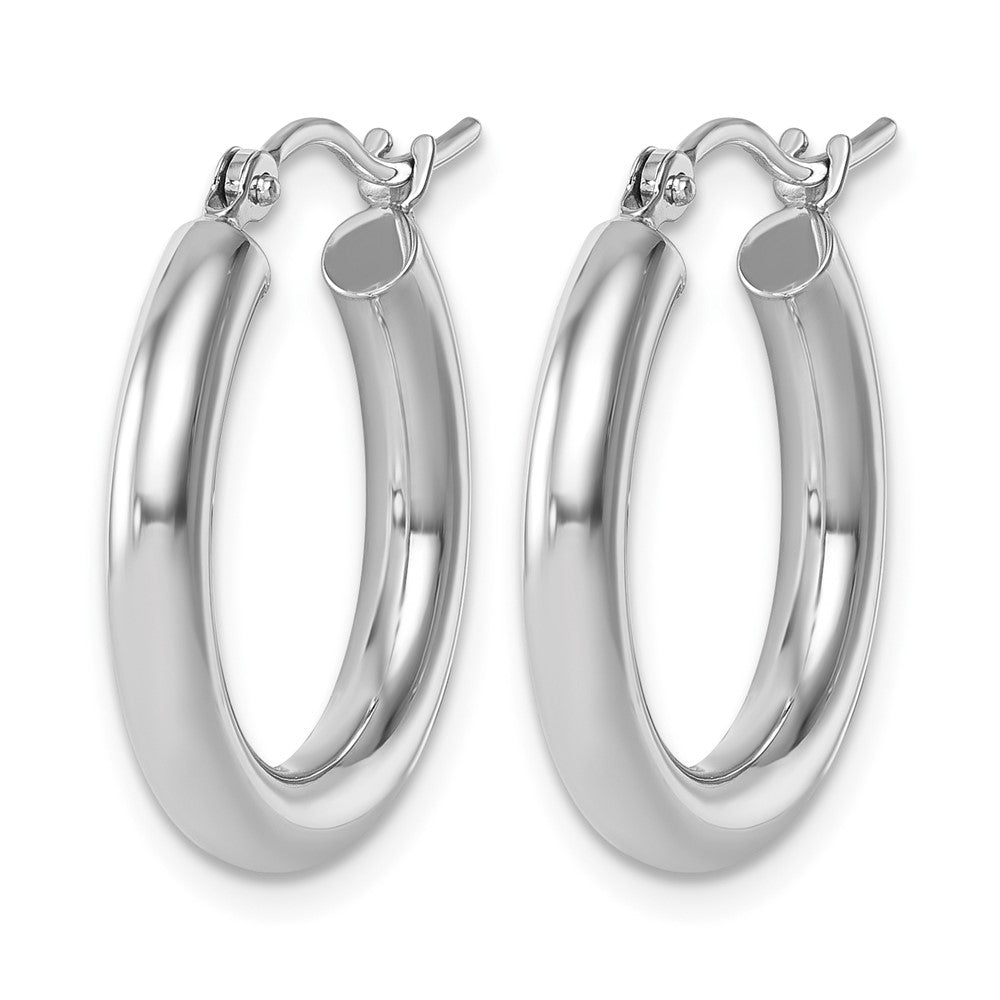 14K White Gold Polished Hoop Earrings