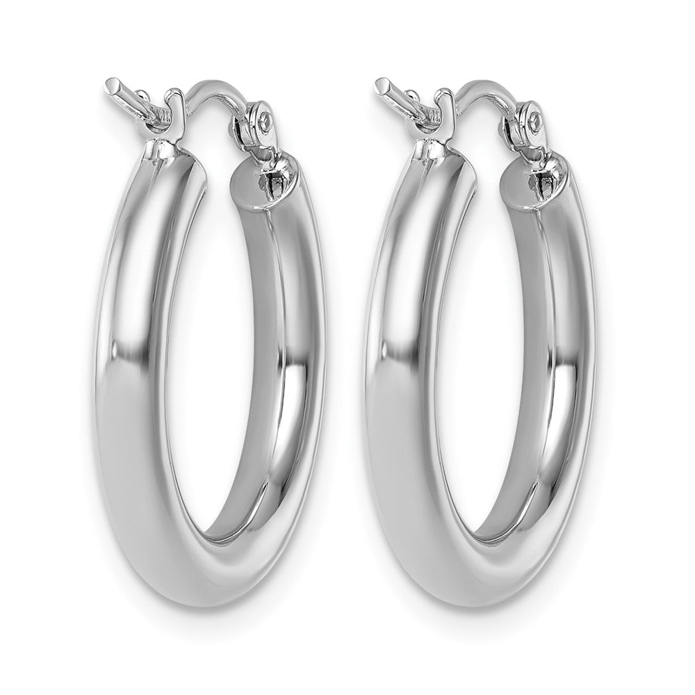 14K White Gold Polished Hoop Earrings