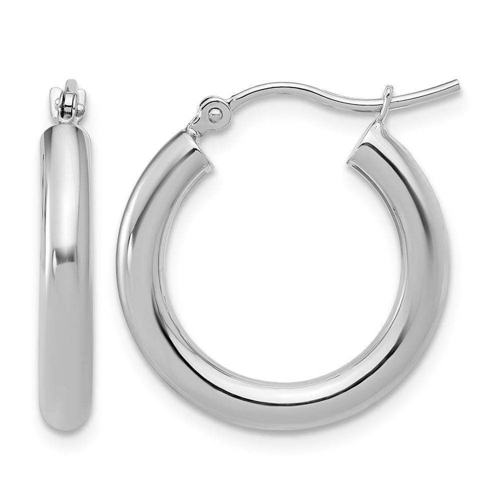 14K White Gold Polished Hoop Earrings