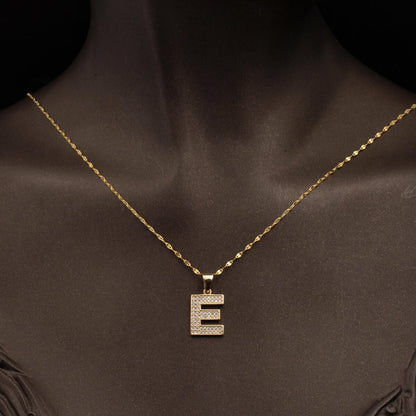14K Yellow Gold Initial E Cubic Zirconia Necklace