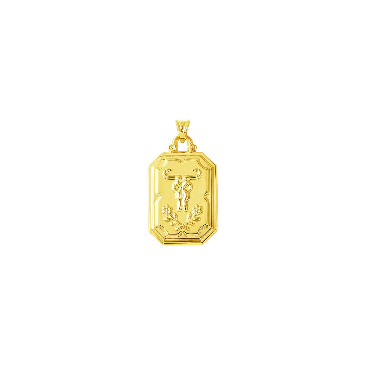 14K Yellow Gold Retro Taurus Zodiac Pendant