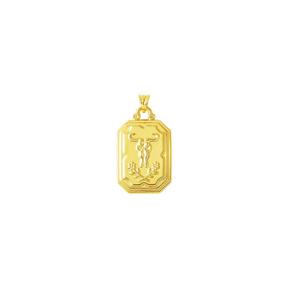14K Yellow Gold Retro Taurus Zodiac Pendant