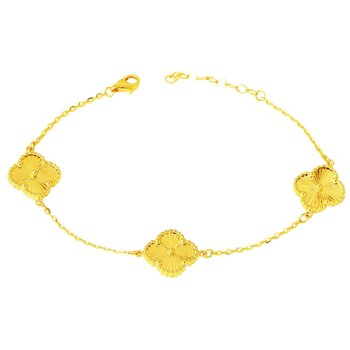 14K Yellow Gold Three Clover Bracelet