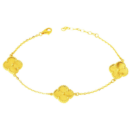 14K Yellow Gold Three Clover Bracelet