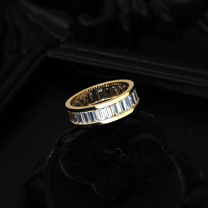 14K Yellow Gold Full Eternity Baguette Cubic Zirconia Ring (3.15 g)