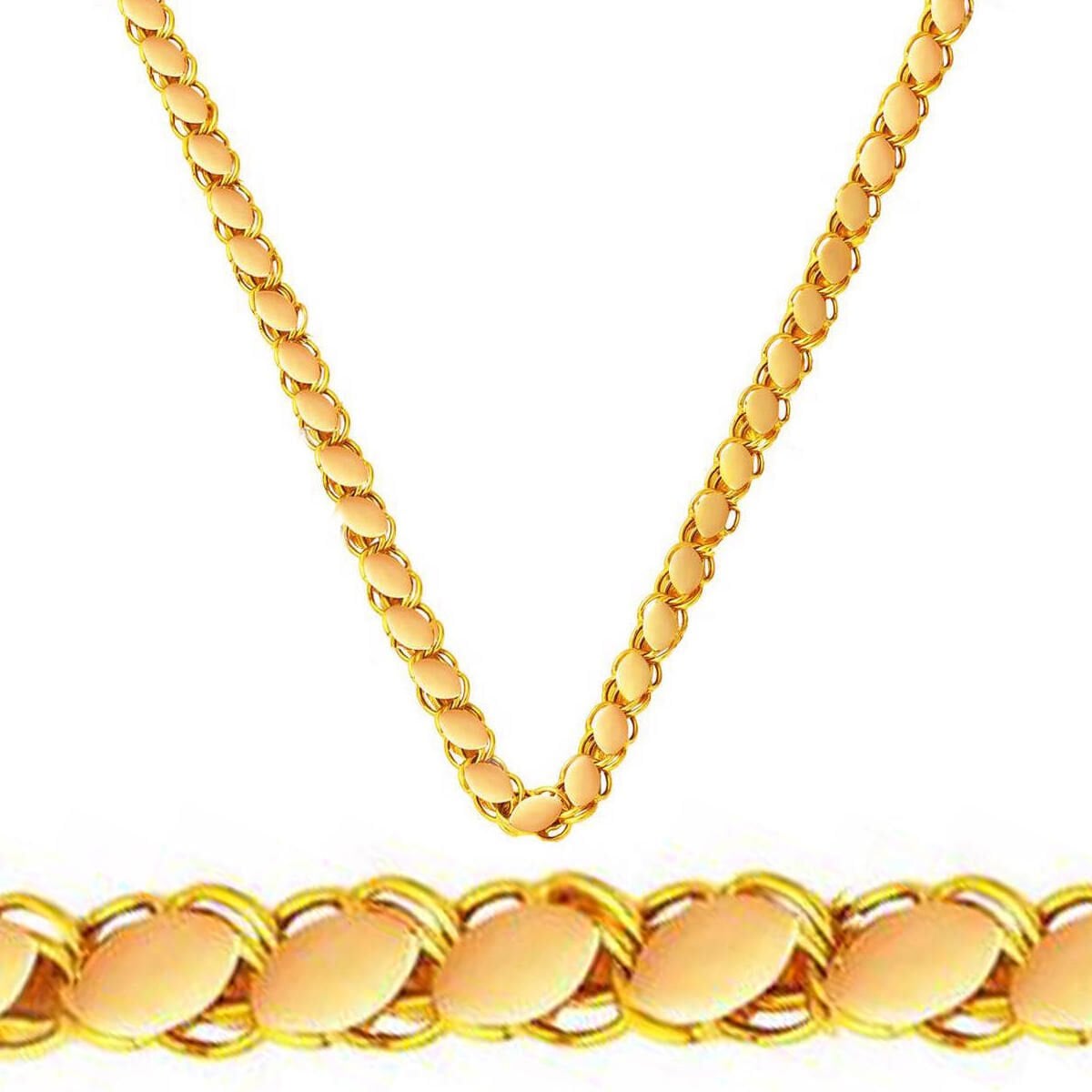 14K Yellow Gold Mariner Knot Sequin Chain