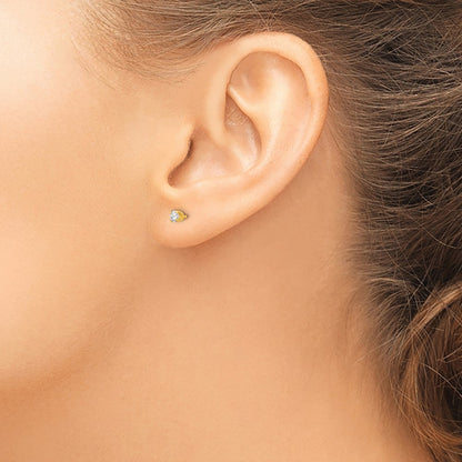 14K Yellow Gold 3mm April Crystal Birthstone Post Earrings