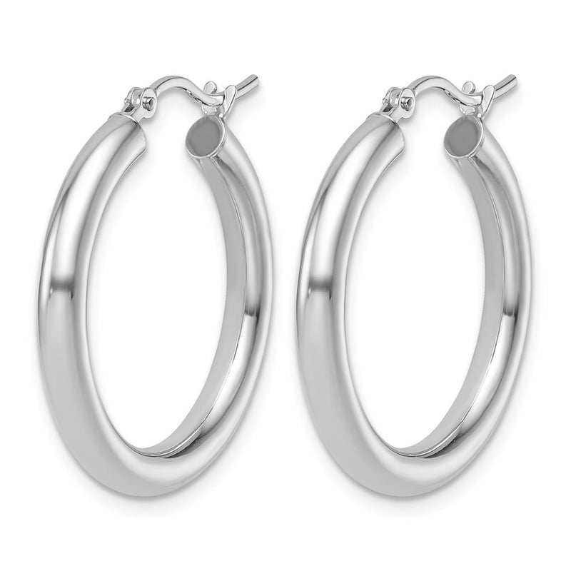 14K White Gold Polished Hoop Earrings