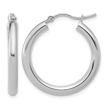 14K White Gold Polished Hoop Earrings