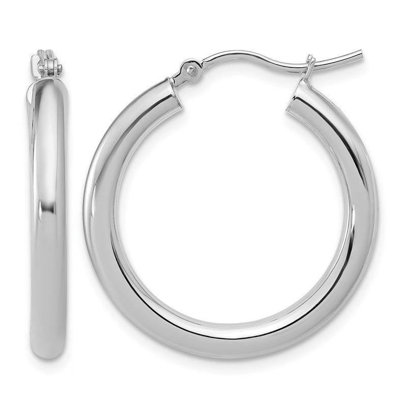 14K White Gold Polished Hoop Earrings