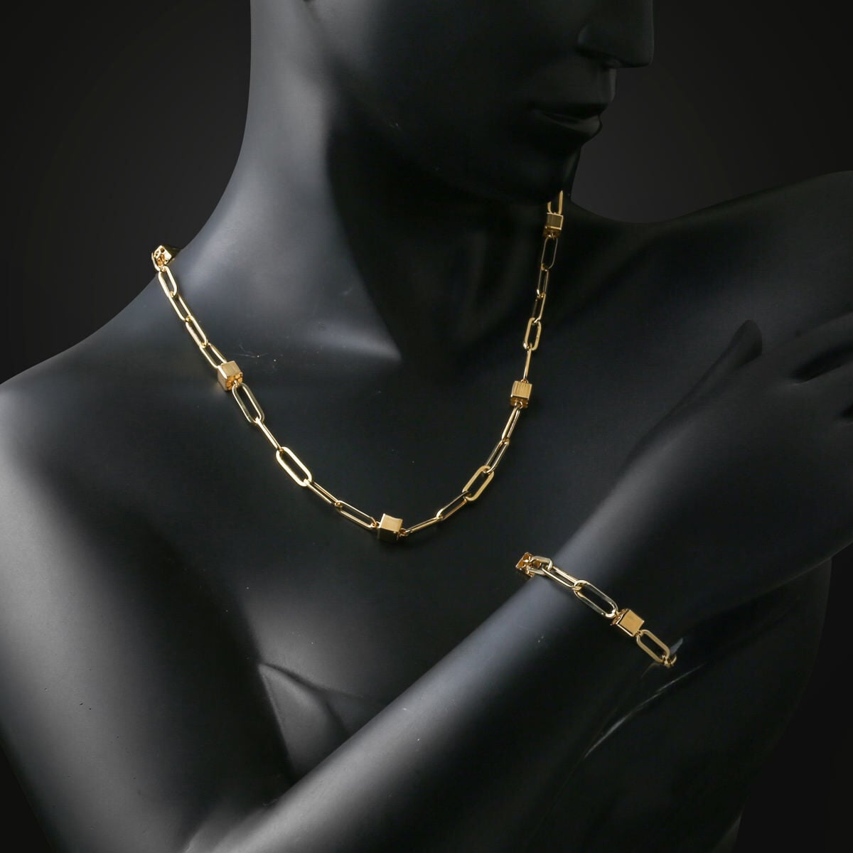 14K Yellow Gold Italian Chain Necklace and Bracelet Set