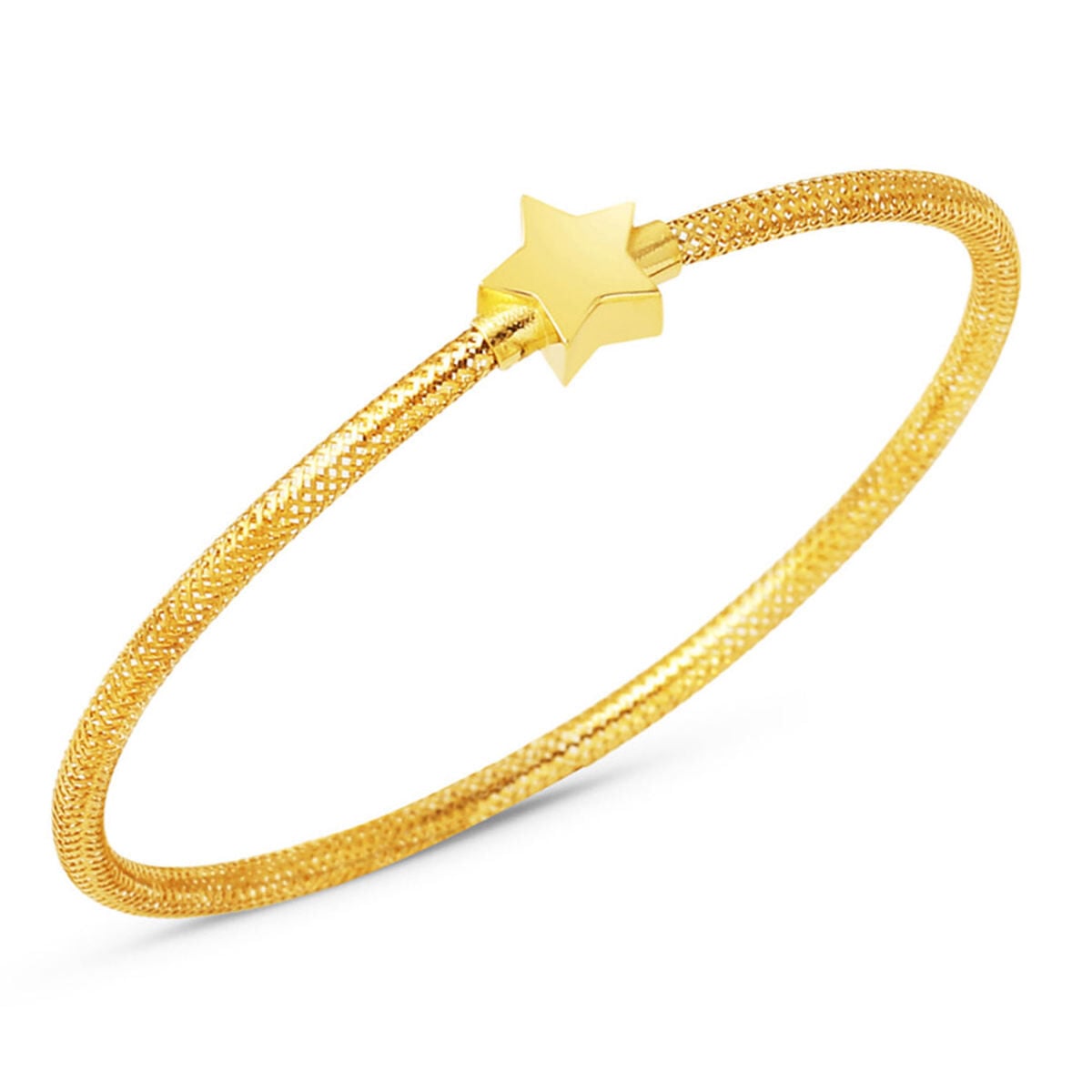 14K Yellow Gold Star Flexible Children's Bangle