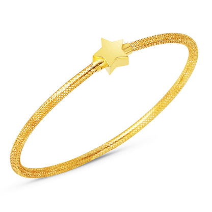 14K Yellow Gold Star Flexible Children's Bangle