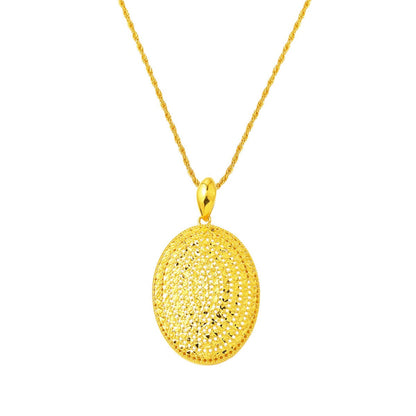 14K Yellow Gold Sparkling Oval Necklace