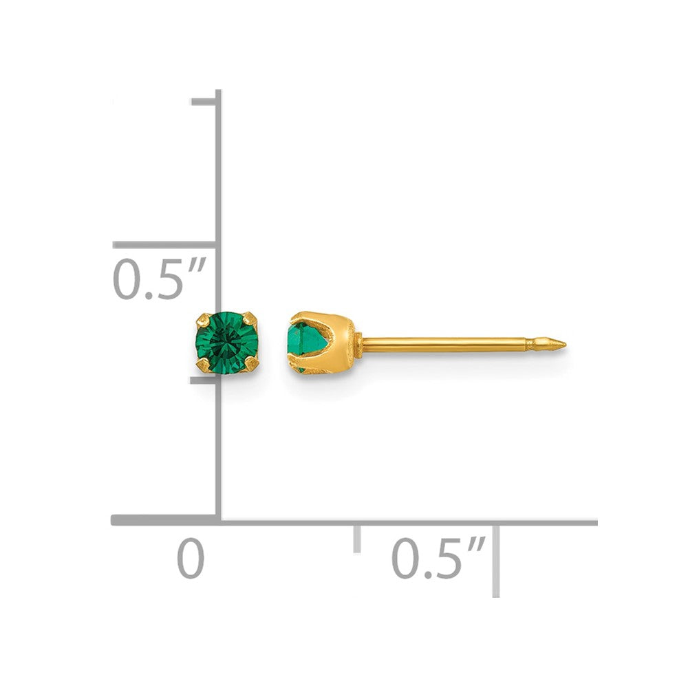 14K Yellow Gold 3mm May Crystal Birthstone Post Earrings