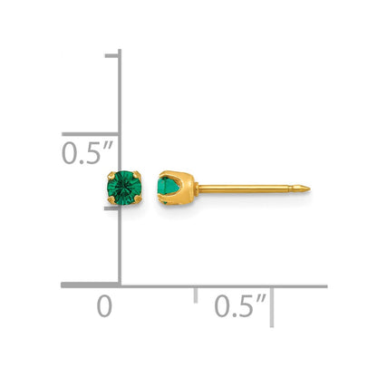 14K Yellow Gold 3mm May Crystal Birthstone Post Earrings