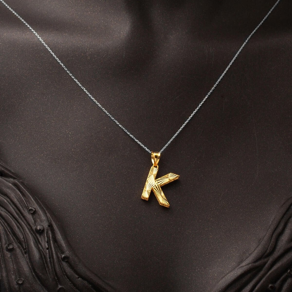 22K Yellow Gold K Initial Pendant