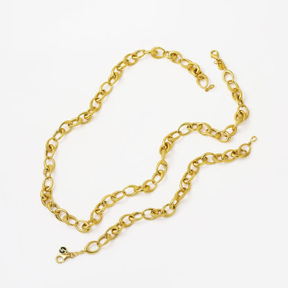 14K Yellow Gold Italian Hoop Chain Jewelry Set