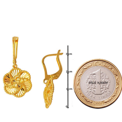 22K Yellow Gold Rose Bud Earrings