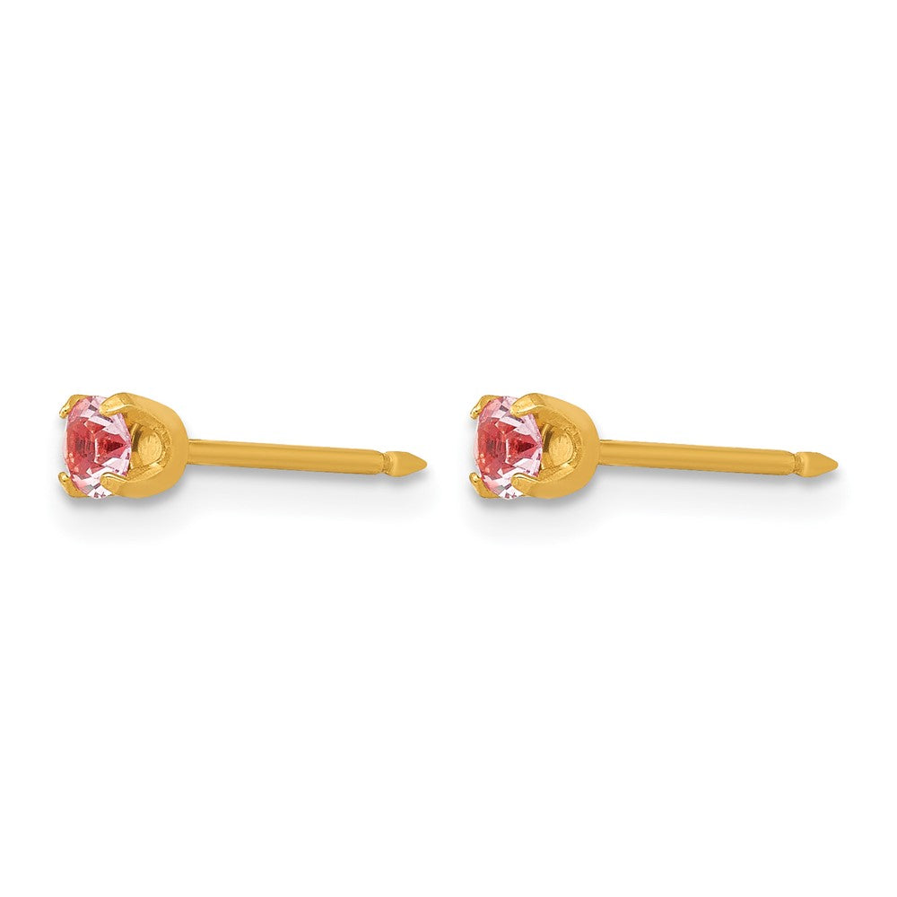 14K Yellow Gold 3mm June Crystal Birthstone Post Earrings