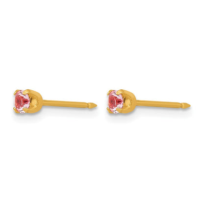 14K Yellow Gold 3mm June Crystal Birthstone Post Earrings