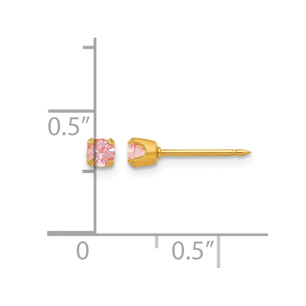 14K Yellow Gold 3mm June Crystal Birthstone Post Earrings