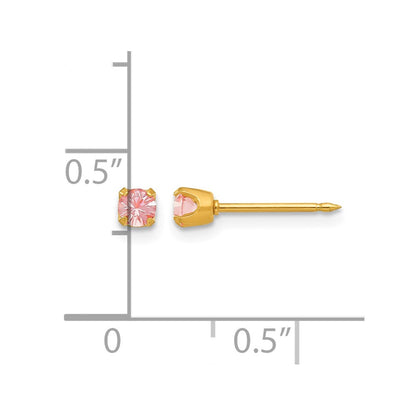 14K Yellow Gold 3mm June Crystal Birthstone Post Earrings