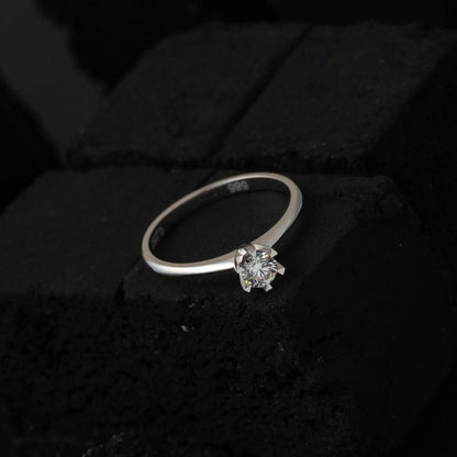 14K White Gold 0.18 Ct Six Prong Solitaire Diamond Ring
