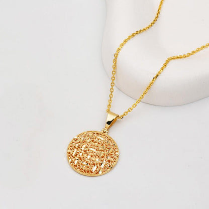 14K Yellow Gold Filigree Flower of Life Necklace