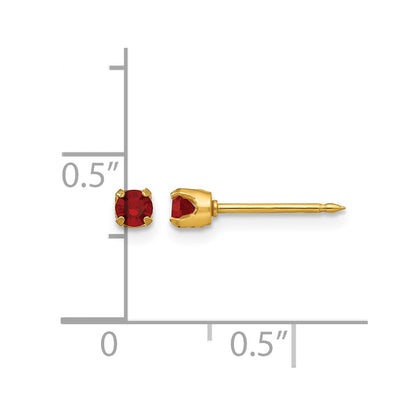 14K Yellow Gold 3mm July Crystal Birthstone Post Earrings