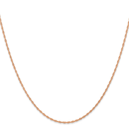 14K Rose Gold 20 Inch Carded 1.15mm Cable Rope With Spring Ring Clasp Chain Necklace