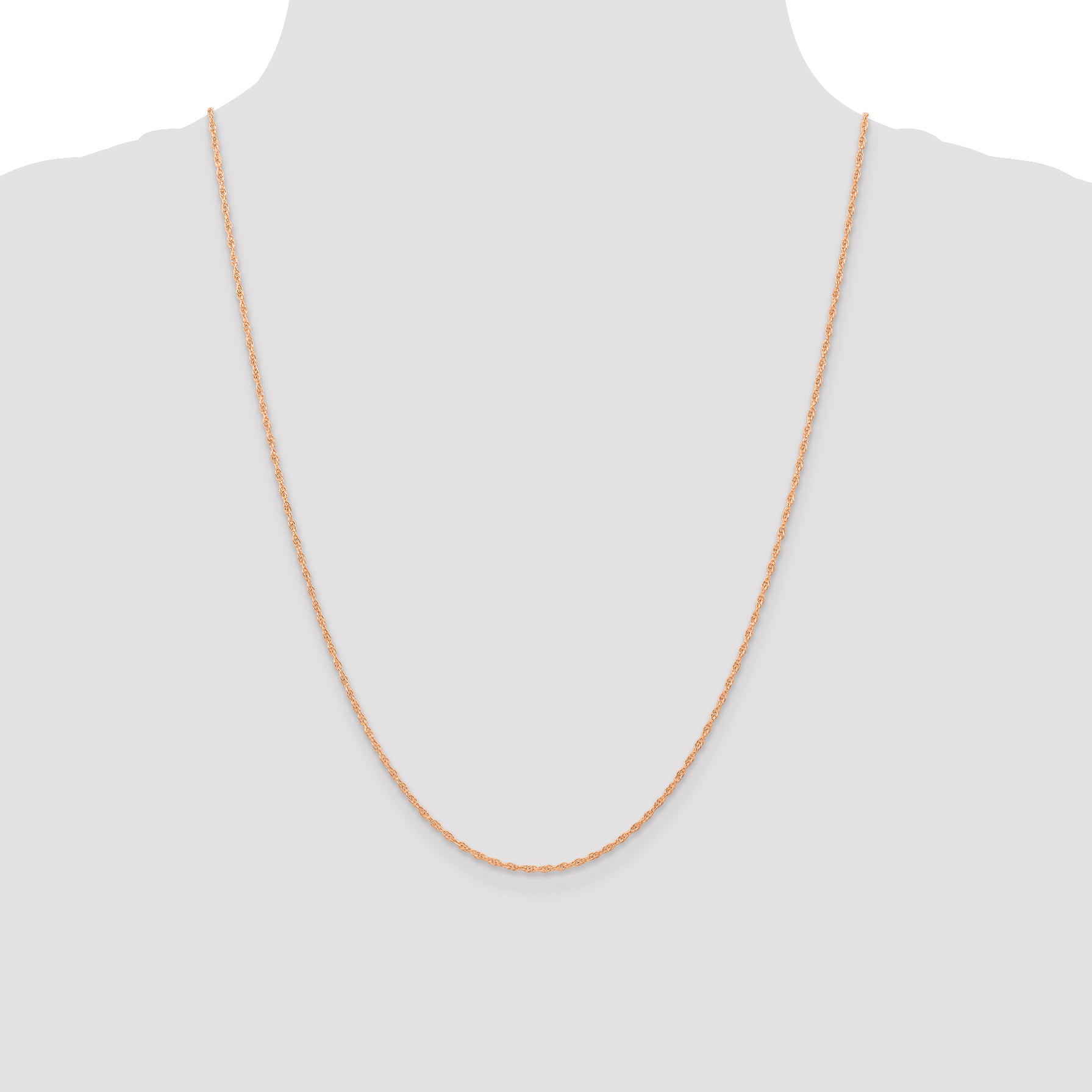 14K Rose Gold 24 Inch Carded 1.15mm Cable Rope With Spring Ring Clasp Chain Necklace