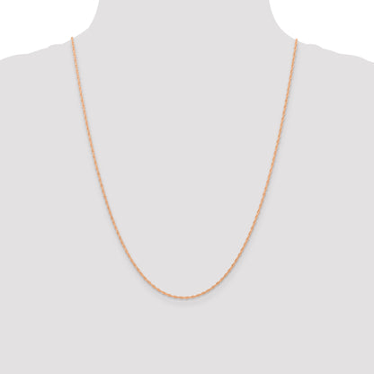 14K Rose Gold 24 Inch Carded 1.15mm Cable Rope With Spring Ring Clasp Chain Necklace