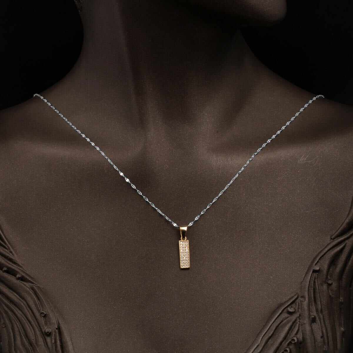 14K Yellow Gold Initial I Cubic Zirconia Pendant