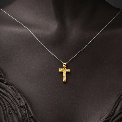 22K Yellow Gold Three Dimensional Initial T Pendant