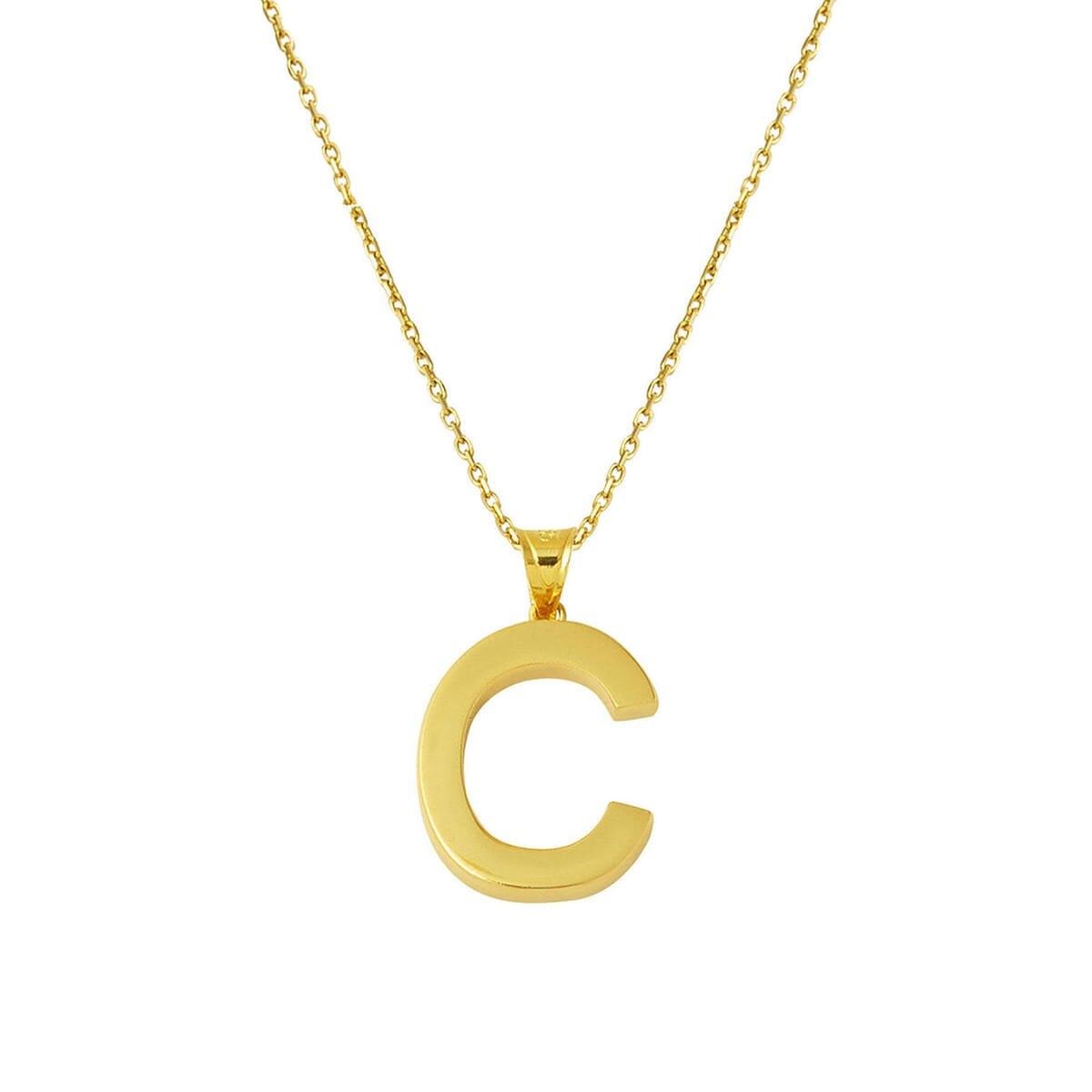 14K Yellow Gold Classic C Initial Necklace