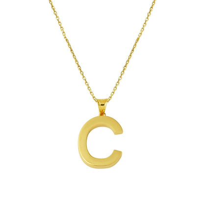 14K Yellow Gold Classic C Initial Necklace