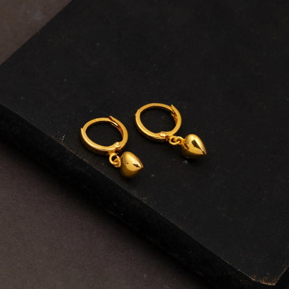 22K Yellow Gold Heart Dangle Earrings (2.5 g)