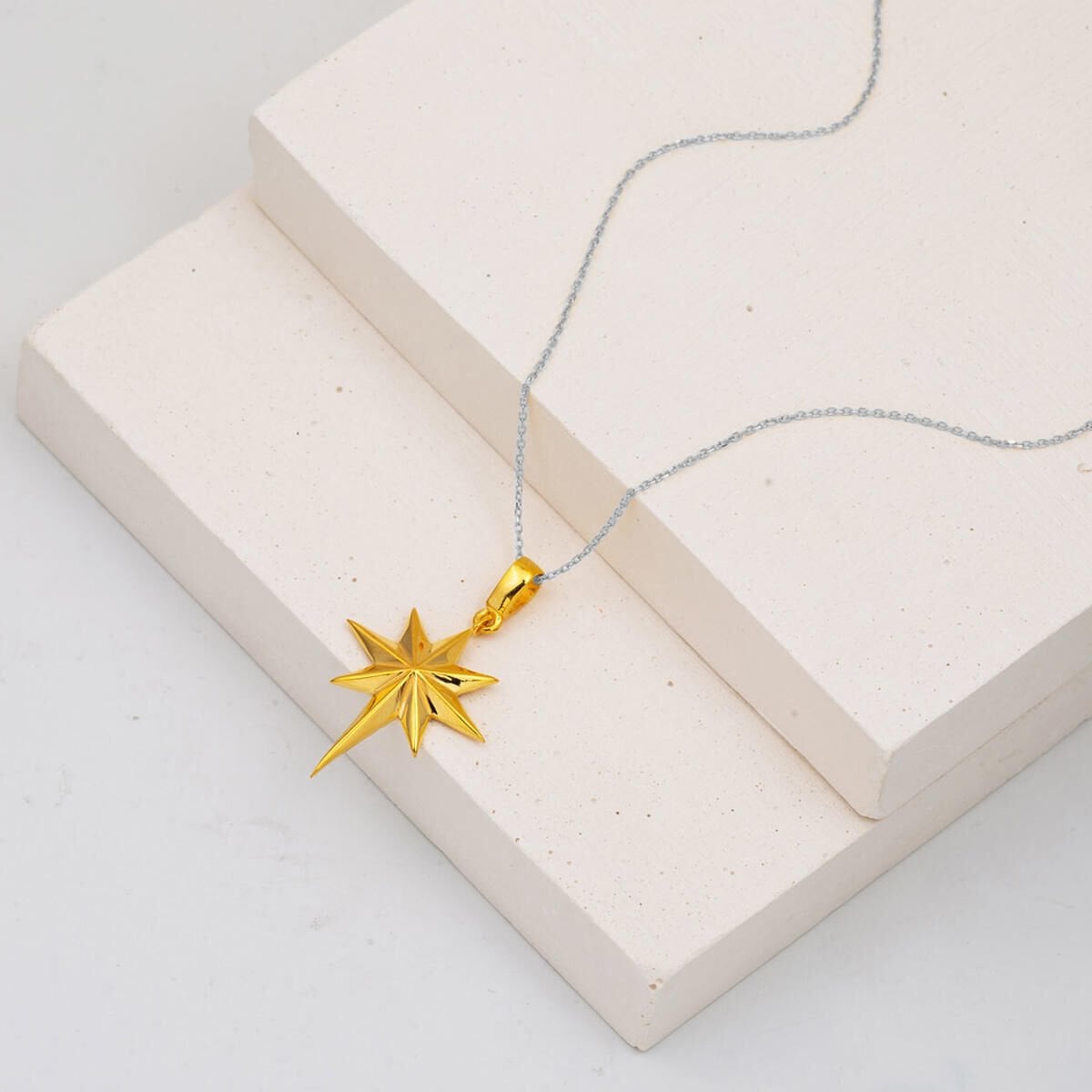 22K Yellow Gold North Star Medium Pendant
