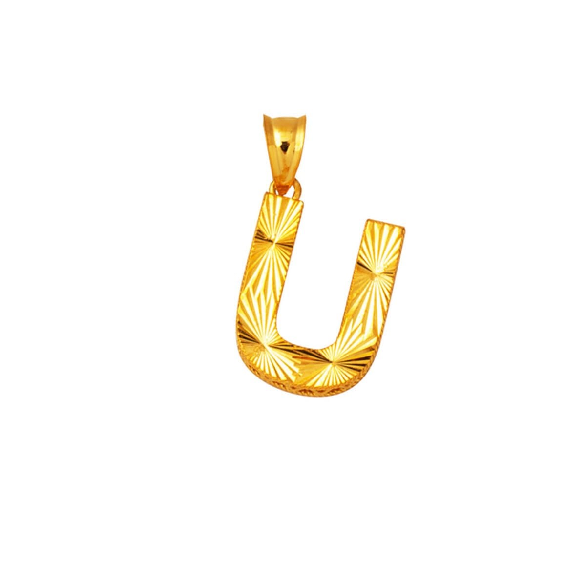22K Yellow Gold Dimensional Initial U Pendant | Goldia.com